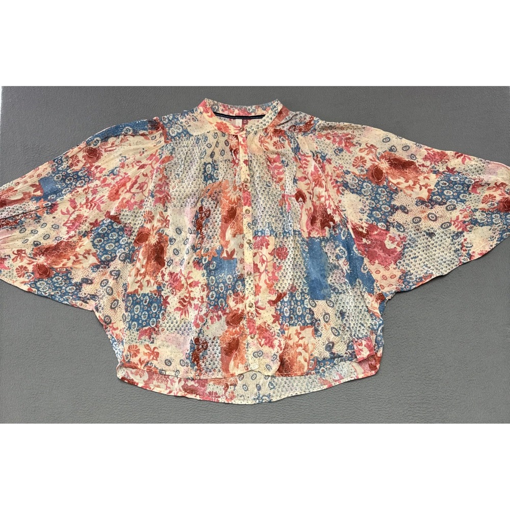 Anthropologie Pilcro The Sidney Batwing Floral Blouse Top Casual Boho Chic Sz M
